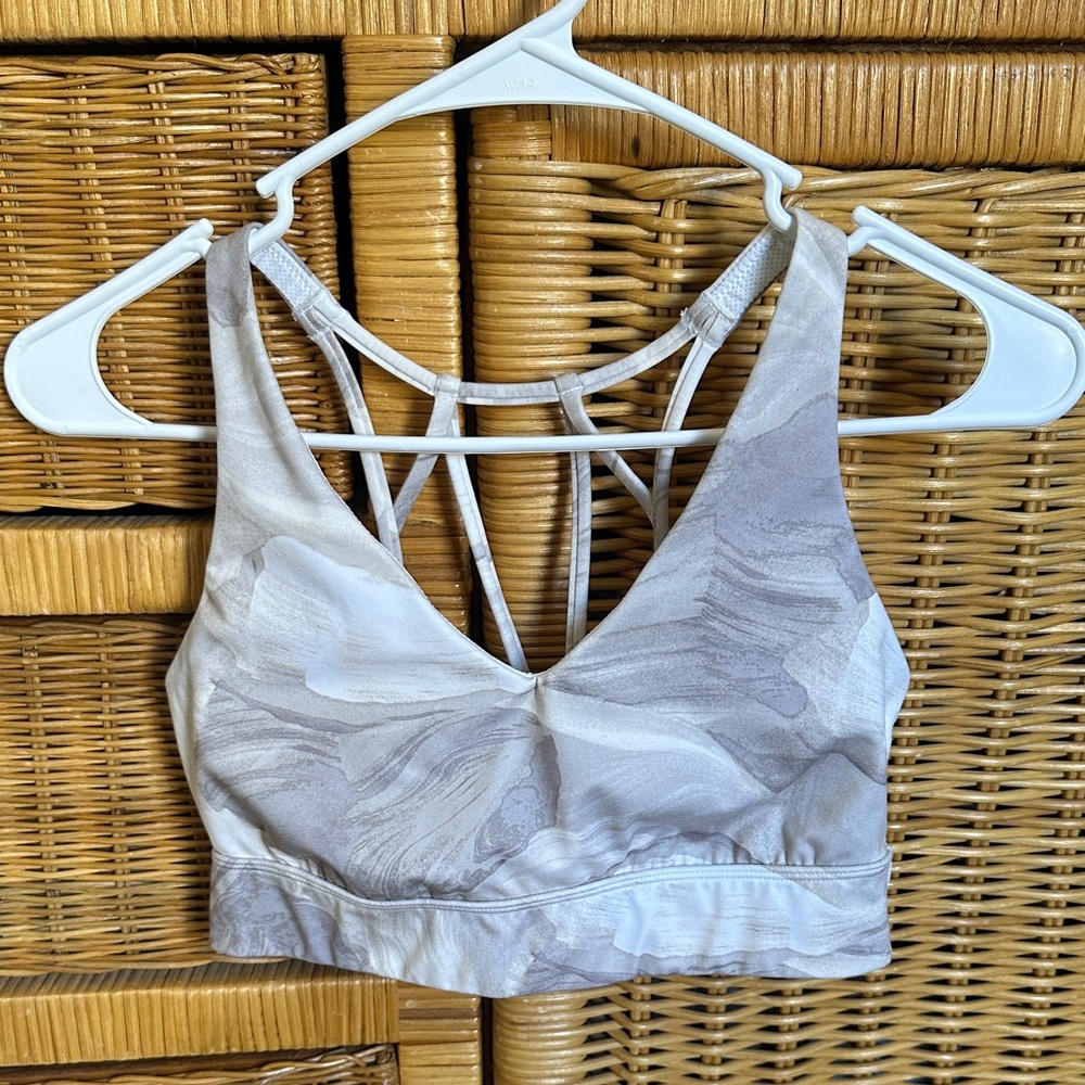 Target Women's Strappy Back Sports Bra - White and Gray
